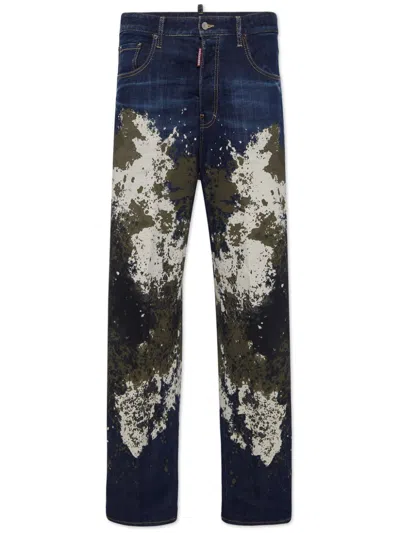Dsquared2 Camo-wash Jeans In 470 Navy Blue