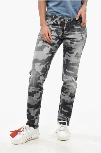 DSQUARED2 CAMOUFLAGE EFFECT JENNIFER REGULAR FIT JEANS 16CM