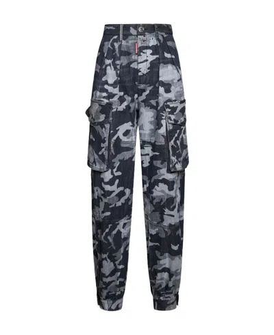 DSQUARED2 DSQUARED2 CAMOUFLAGE-PRINT HIGH WAIST TOUSERS