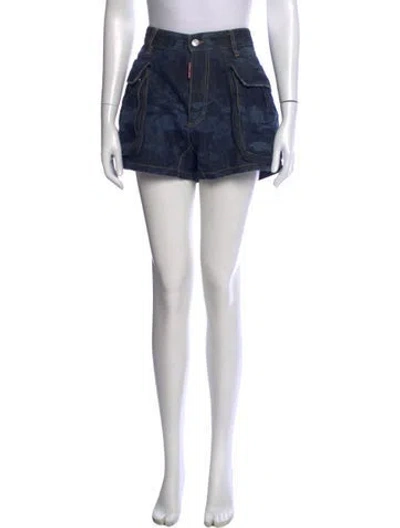 Pre-owned Dsquared2 Camouflage Print Mini Shorts In Blue