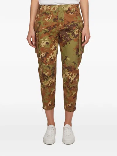 Pre-owned Dsquared2 Camouflage-print Cropped Cargo Pants In Green