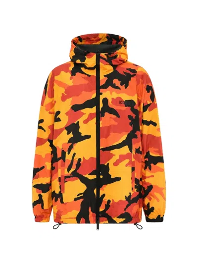 Dsquared2 Camouflage-print Hooded Jacket In Orange