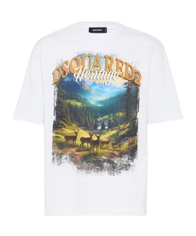 DSQUARED2 DSQUARED2 GRAPHIC PRINTED CREWNECK T-SHIRT