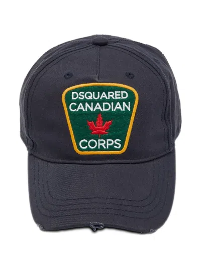 Pre-owned Dsquared2 Canadian Corps Canvas Baseball Cap In Blue