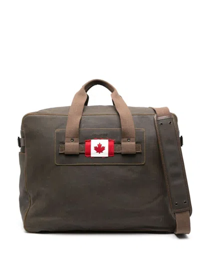 Dsquared2 Canadian Flag Appliqu Holdall Bag In Dark Green