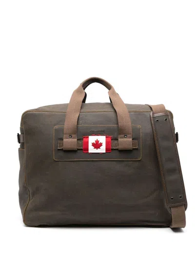 Dsquared2 Canadian Flag Appliqué Holdall Bag In Green