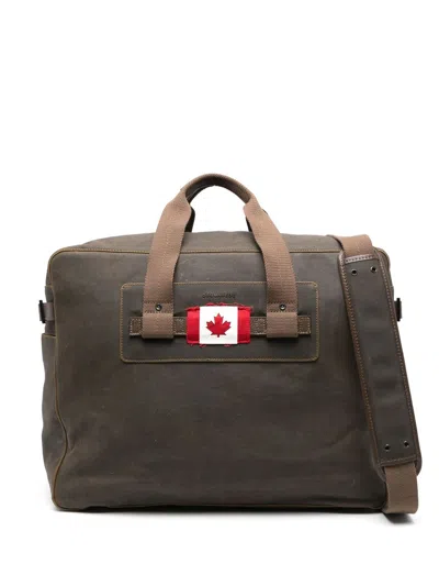 Dsquared2 Canadian Flag Appliqué Holdall Bag In Green