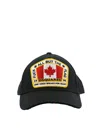 Dsquared2 Flag Patch Cotton Canvas Baseball Hat In Black