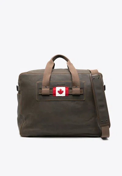 Dsquared2 Canadian Flag Holdall Bag In Dark Green