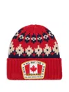 Dsquared2 Canadian Flag Knitted Beanie Hat In Red