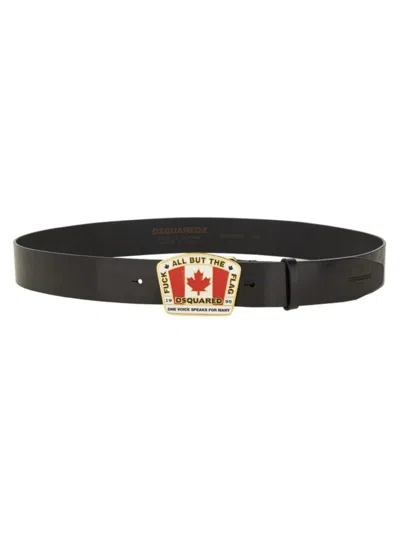 DSQUARED2 CANADIAN FLAG" LICENSE PLATE BELT