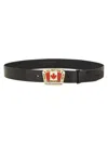 Dsquared2 Leaf Detail Buckle Adjustable Fit Belts In Black