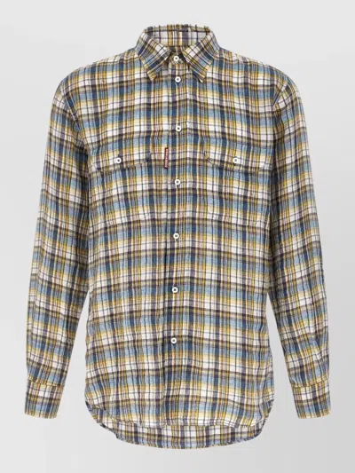 Dsquared2 Canadian Heritage Shirt Long Sleeves Collar In Multi