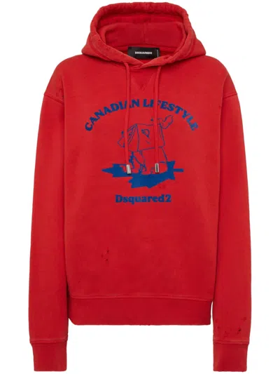 Dsquared2 Canadian Lifestyle Hoodie In Red