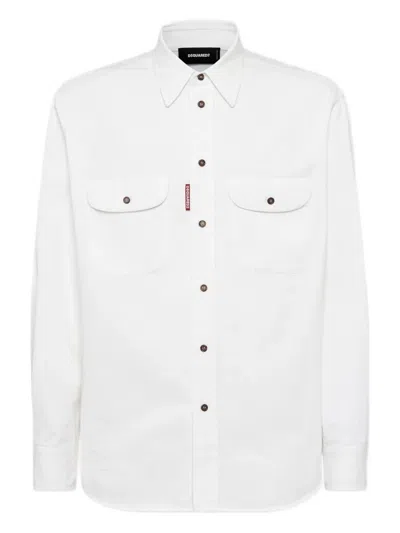 Dsquared2 Hemd Mit Kanadischem Print In White