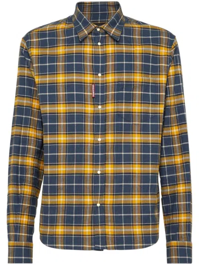 Dsquared2 Long-sleeve Checked Shirt In Blue