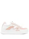 Dsquared2 Order Sneakers Matt White In Calf Leather And Rubber Candy Pink Details In White