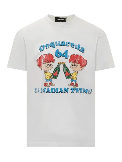 Dsquared2 Canadian Twins Print T-shirt In White