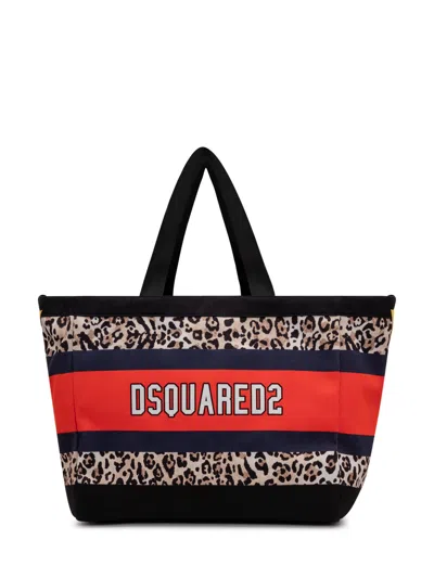 Dsquared2 Canvas Animalier Tote Handbag In Maculato