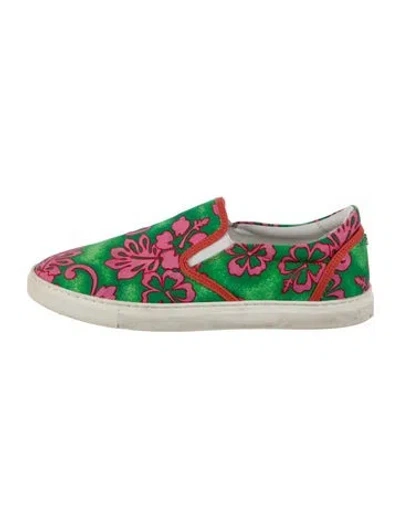 Pre-owned Dsquared2 Canvas Floral Print Flats In Green