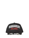 Dsquared2 Distressed Black Cotton Baseball Cap With Logo Embroidery In Black