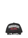 Dsquared2 Distressed Black Cotton Baseball Cap With Logo Embroidery In Black
