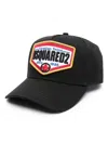 Dsquared2 Black Baseball Cap With Maxi Print On The Front And Rear Adjustable Buckle Cosure In Cotton Man