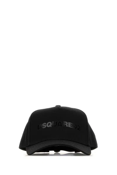 Dsquared2 Cappello Da Baseball Nero Con Logo Grigio E Visiera Curvata In Black