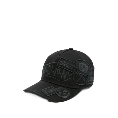 Dsquared2 Embroidered-patch Baseball Cap In Black