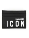 Dsquared2 Icon Logo-print Leather Card Holder In Black