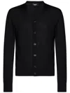 Dsquared2 V-neck Cardigan With Button-down Front And Front Pockets In Black