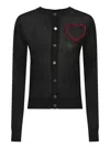 Dsquared2 Black Wool Cardigan With Heart Detail In Black