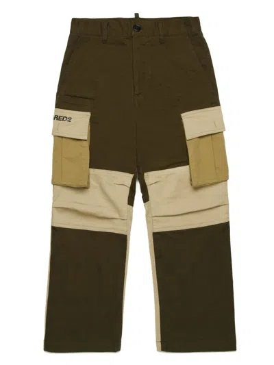 Dsquared2 Kids' Cargo Cotton-blend Trousers In Green