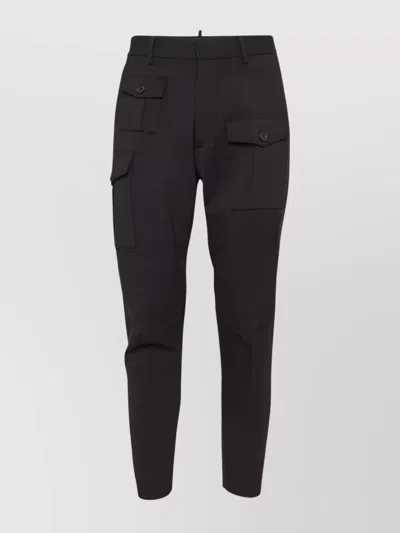 Dsquared2 Cargo Cotton Trousers Multiple Pockets In Brown