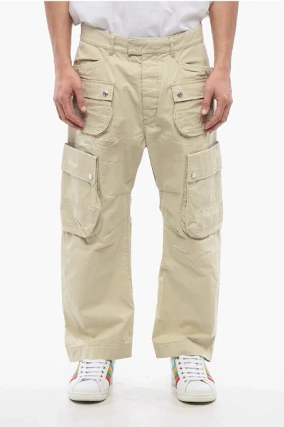 DSQUARED2 CARGO MULTIPOCKETS PANTS WITH DISTRESSED EFFECT