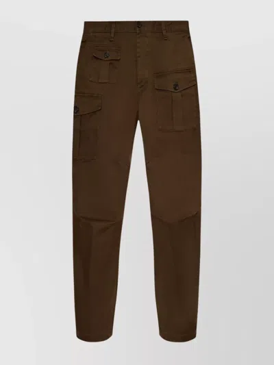 Dsquared2 Cargo Pants With Button And Pocket Accents In Military Green