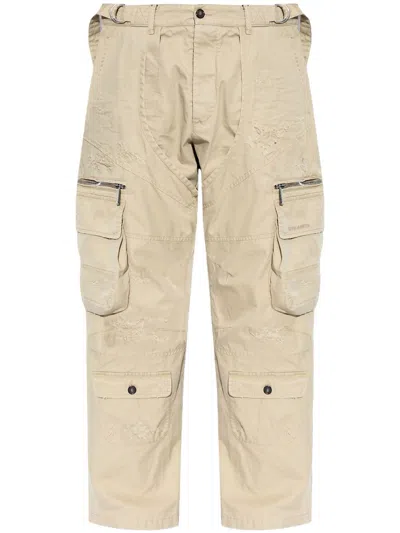 Dsquared2 Cargo-pocket Drop-crotch Trousers In Neutrals