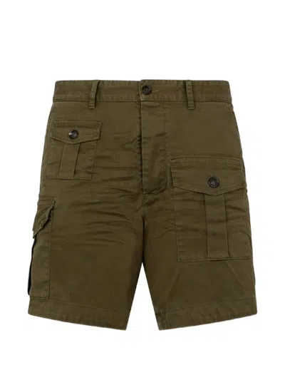 Dsquared2 Dsquared Olive Green Stretch Cotton Sexy Cargo Bermuda Shorts