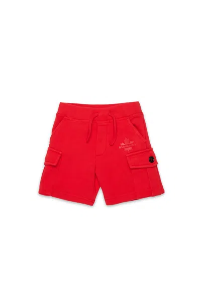 Dsquared2 Cargo Shorts With Maple Leaf In Red