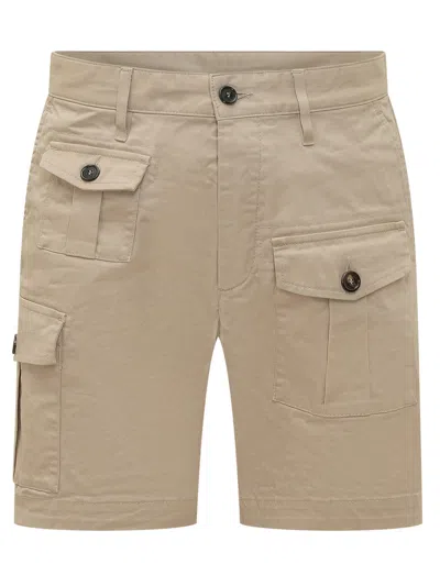 Dsquared2 Cargo Shorts With Tasche Applicate - Summer Style In Nude