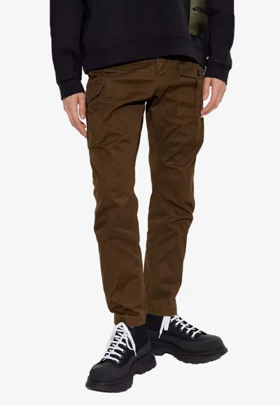 Dsquared2 Cargo Straight Pants In Military Green