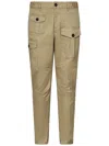 Dsquared2 Cargo Trousers With Button-up Closure And Bronze-tone Logo In Neutral