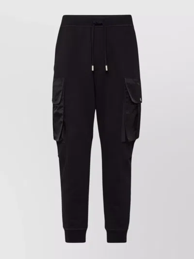 Dsquared2 Cargo Trousers With Elasticated Cuffs And Drawstring Waist In Black