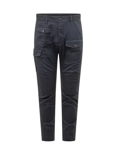 Dsquared2 Cargo Trousers With Pockets And Buttons In Blue