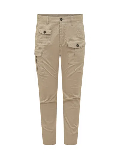 Dsquared2 Cargo Trousers With Pockets In Sand