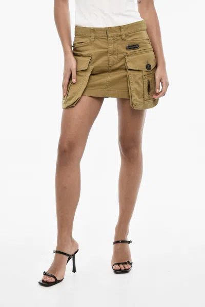 Dsquared2 Cargo-pocket Cotton Miniskirt In Green