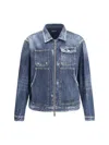 Dsquared2 Distressed Denim Carpenter Jacket Pockets In Navy Blue