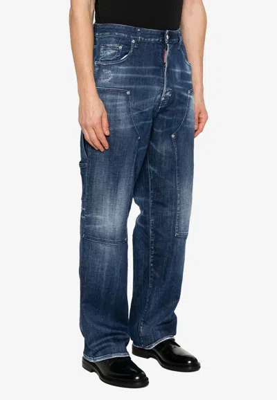 Dsquared2 Carpenter Washed Jeans In Navyblue