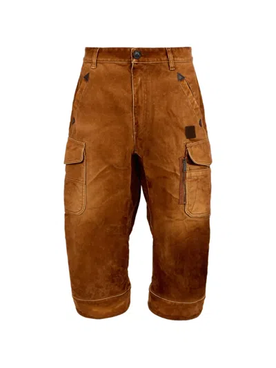 Dsquared2 Carpenter2 Weathered-suede Pants In Brown