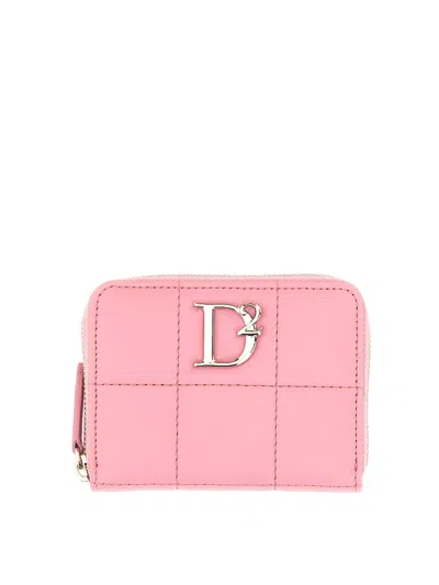 Dsquared2 Logo-plaque Quilted Wallet In Pink